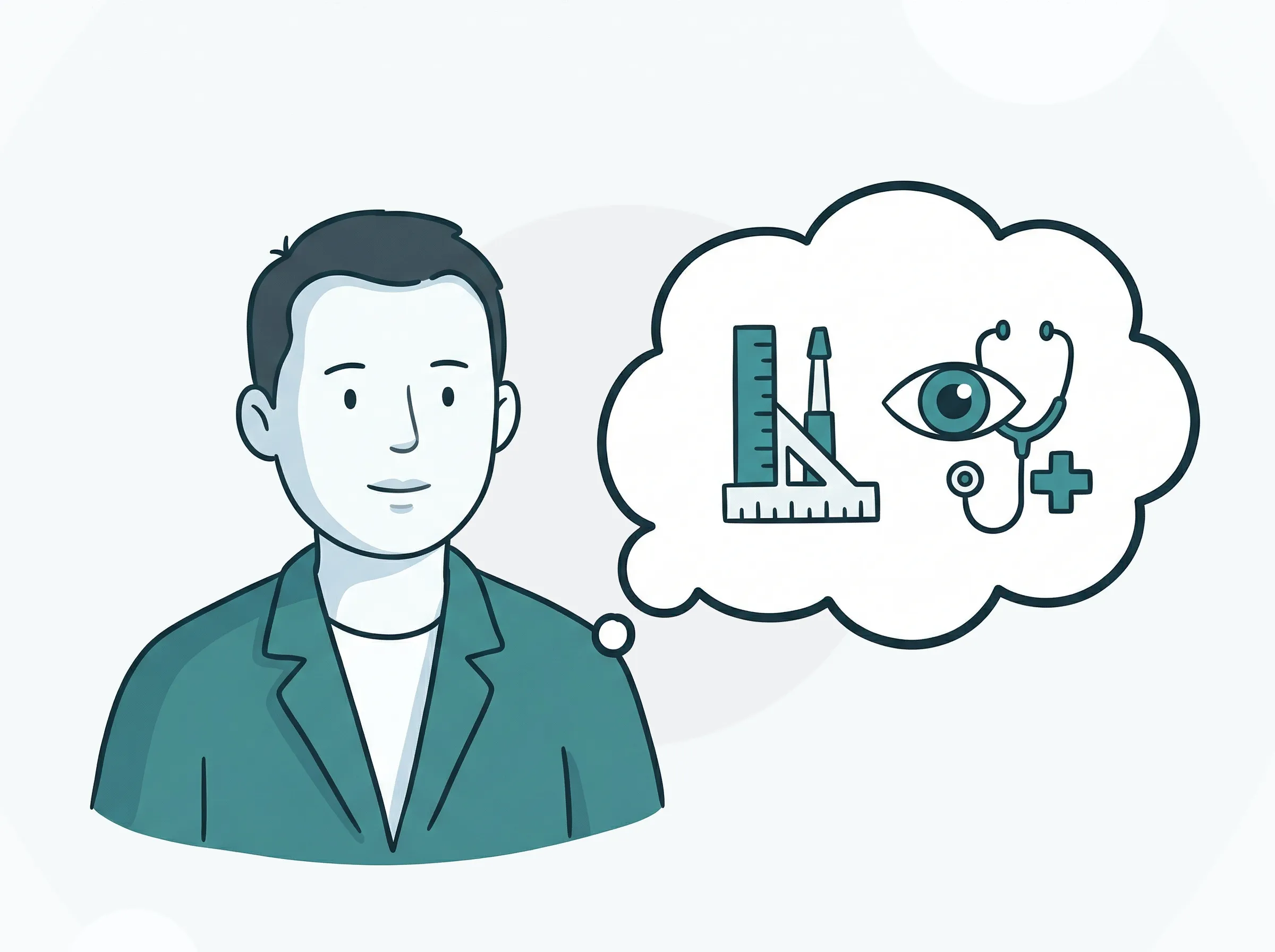 Ilustração sobre optometrista ou oftalmologista em São Luís, MA